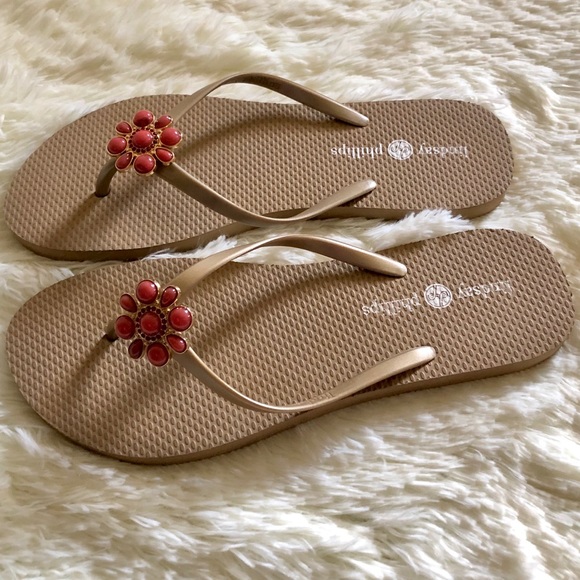 LINDSAY PHILLIPS—TAN SNAP–ON JEWELS FLIP FLOPS!! - Picture 2 of 10